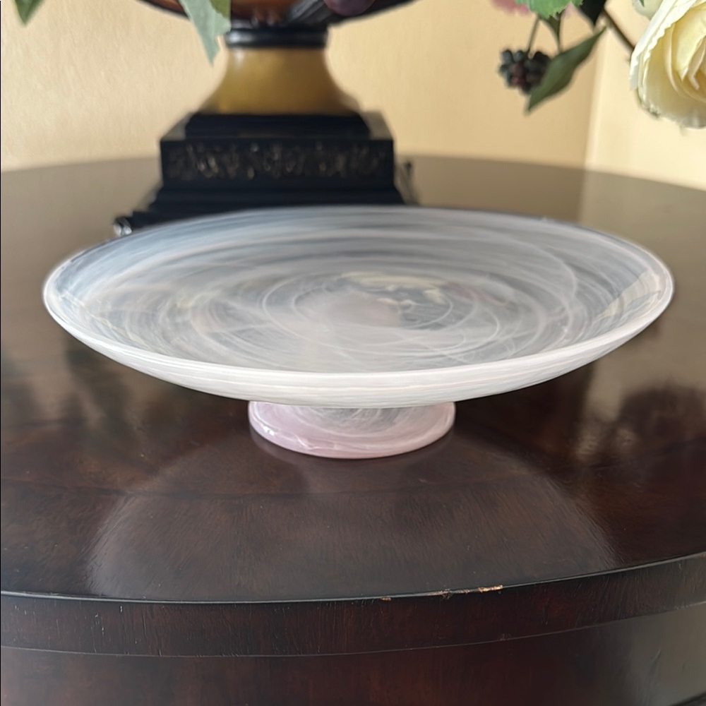 Elegant Swirled Small Glass Cake Stand